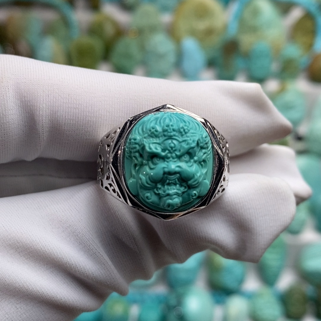 菲***来绿松石银S925镶嵌绿松石