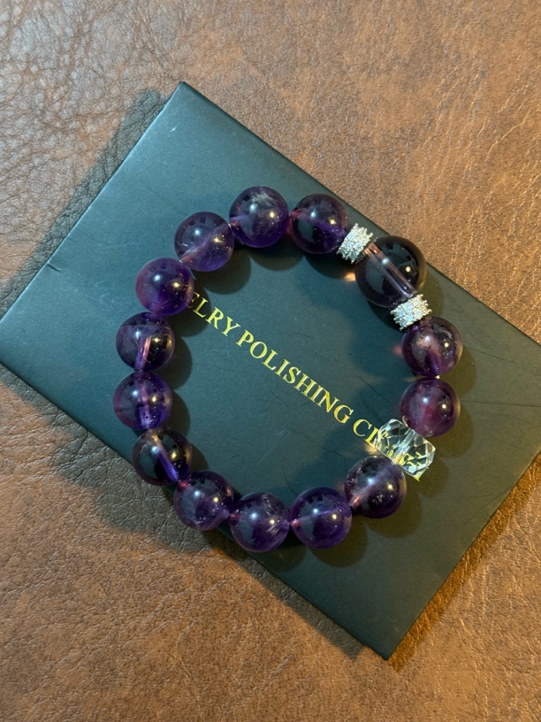 钛钢手链 天然乌拉圭紫水 学业智慧工作