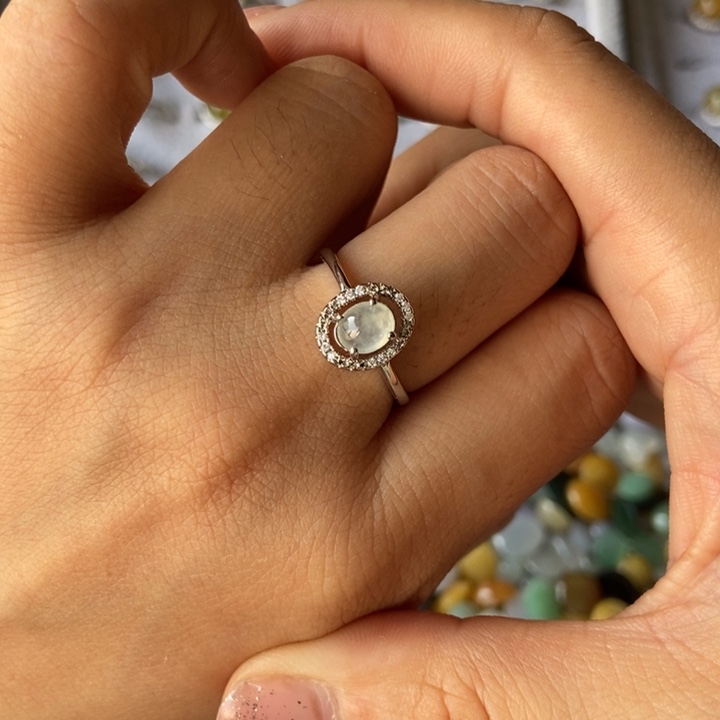 翡翠戒指银S925镶嵌戒指