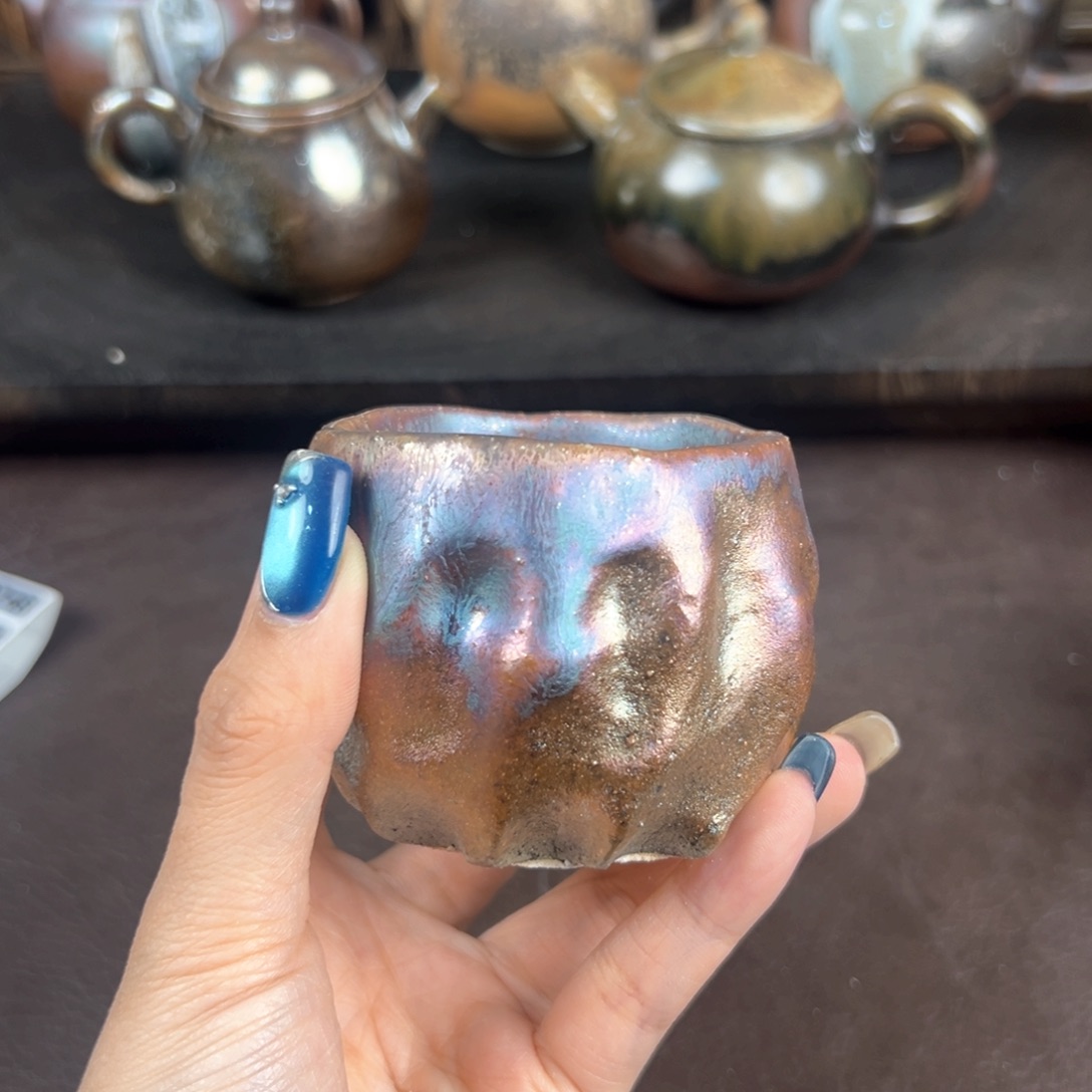 杯柴烧茶器铁胎主人杯