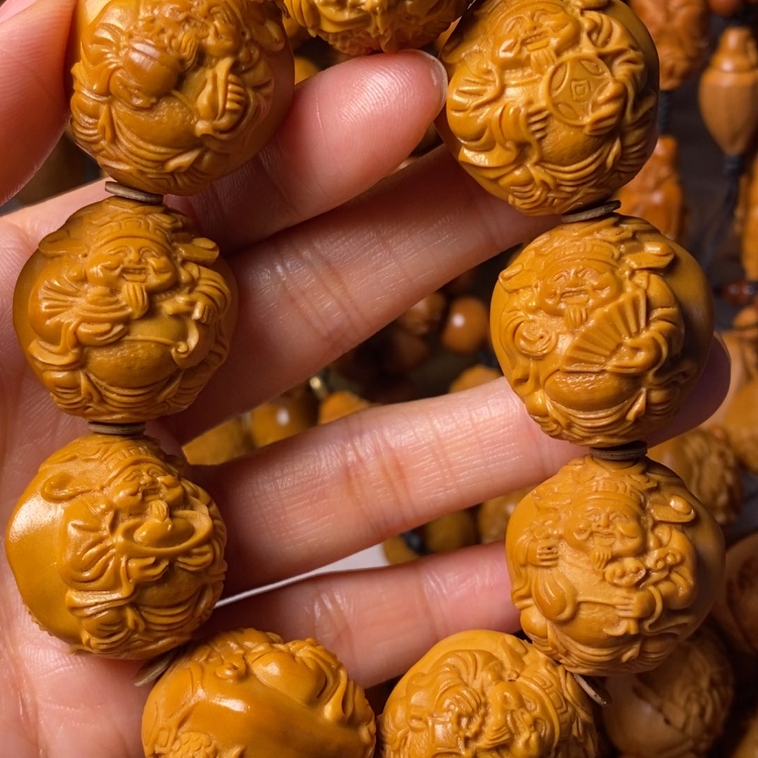 人***。手串/手链橄榄核九龙财神