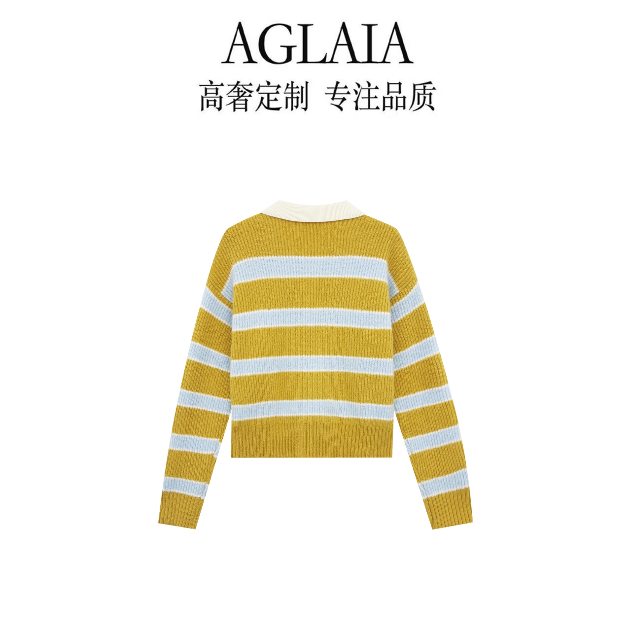 AGLAIA~2025秋季新款刺绣时尚休闲条纹Polo领套头针织衫上衣6306