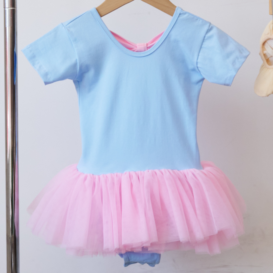 儿童舞蹈服夏季蓝色蓬蓬纱裙