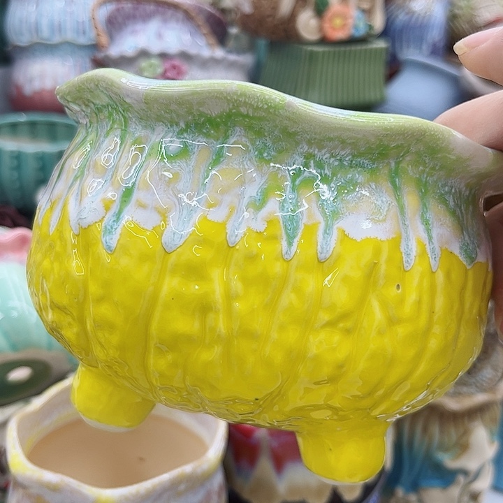 多肉绿植陶瓷花盆9.9包邮，有孔