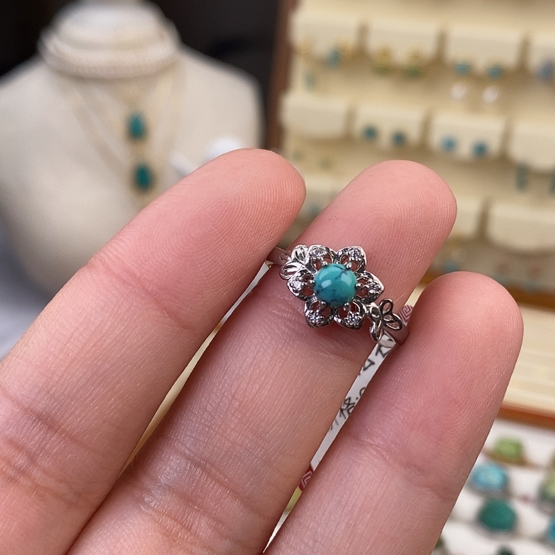 绿松石戒指银S925镶嵌