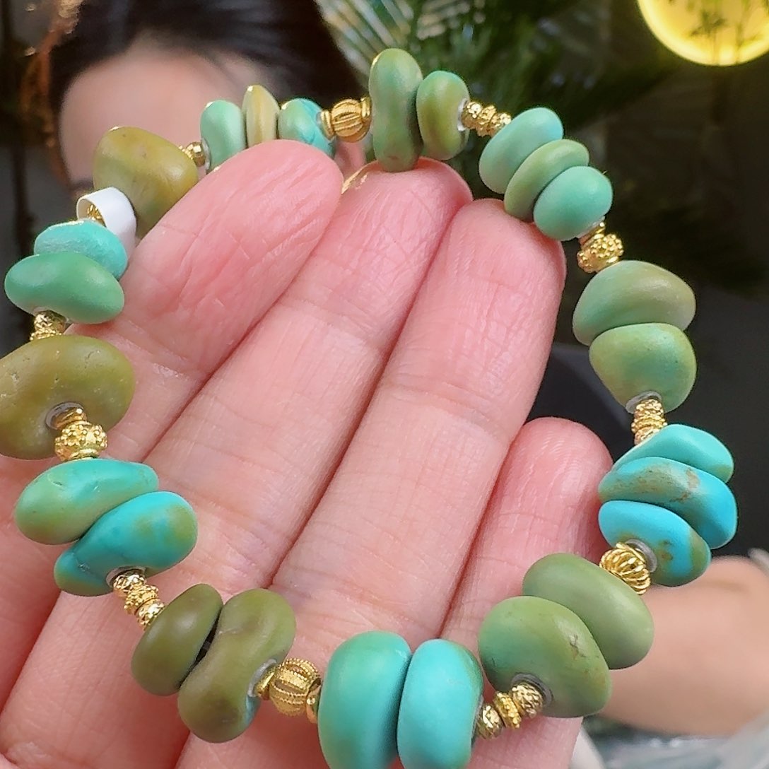 绿松石珠宝奇石18K金镶嵌