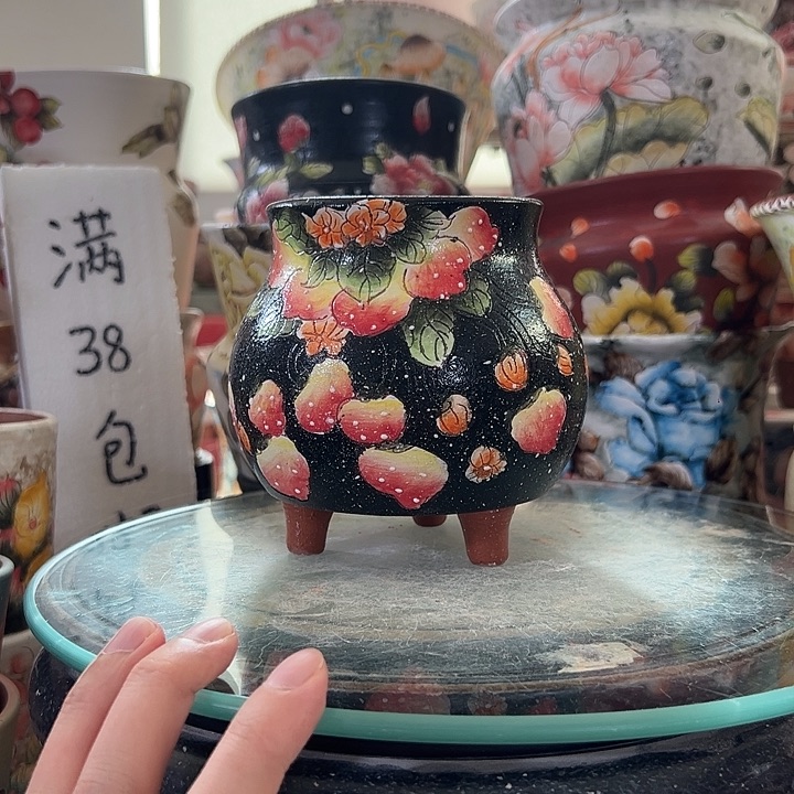 景德镇手绘花盆满38包邮偏远地区除外
