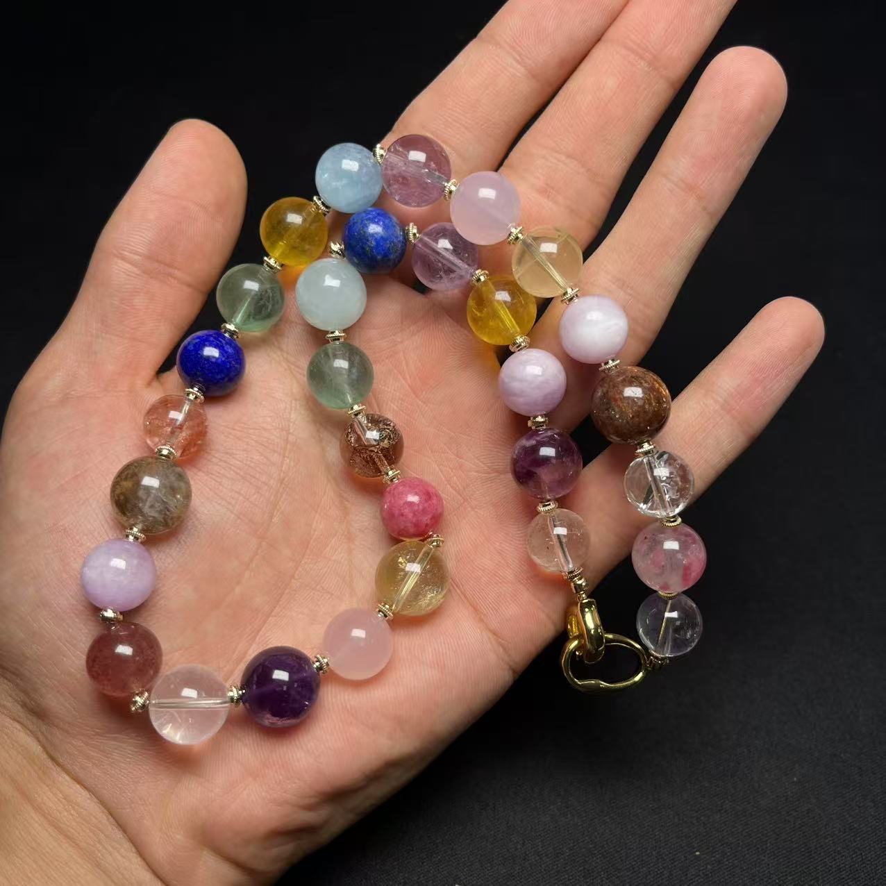 天然彩虹水晶项链多样性发一