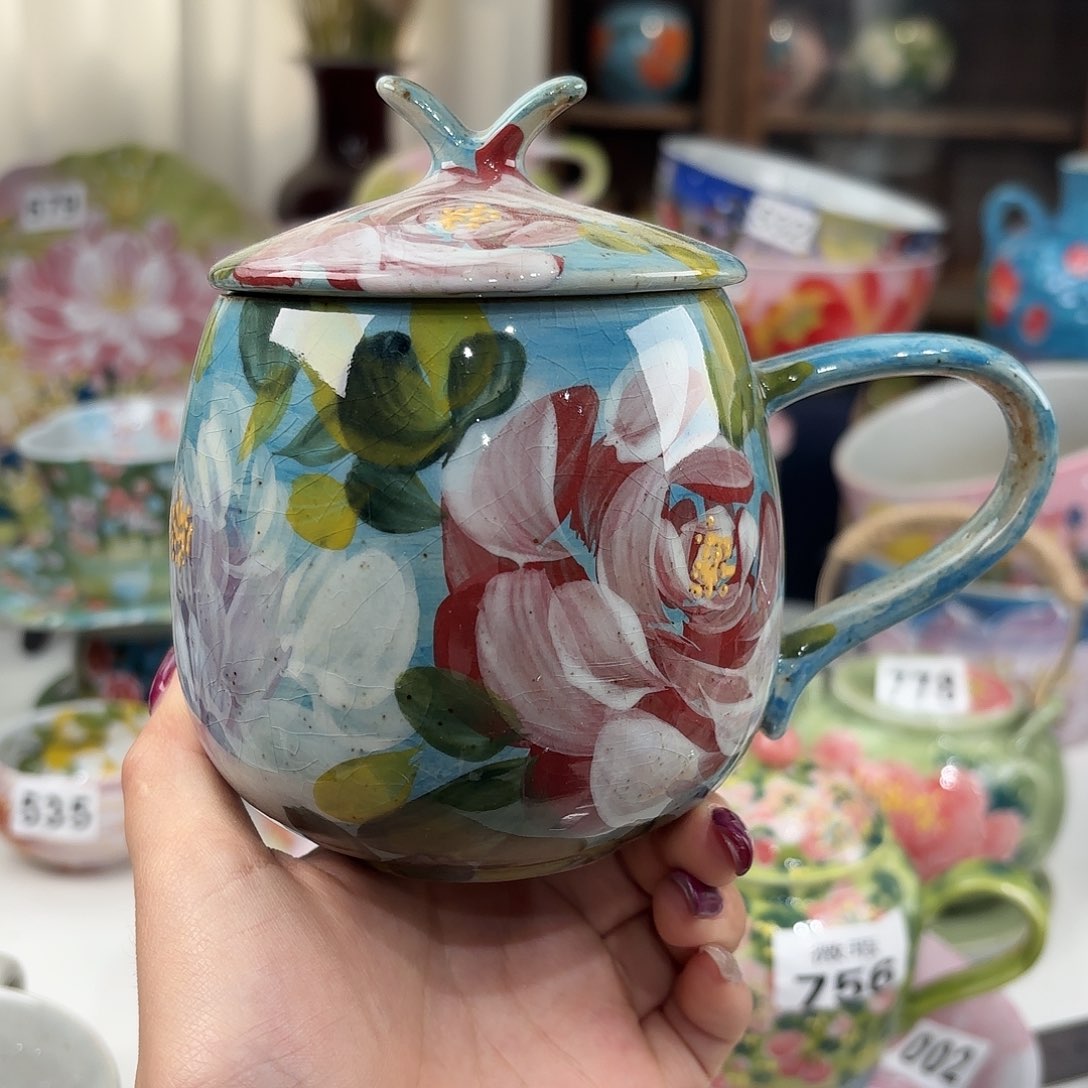 瓷片景德镇手绘高温釉下彩陶瓷茶具