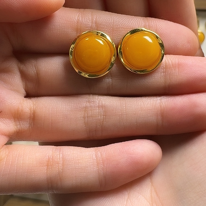 *****蜜蜡银S925镶嵌耳饰耳钉