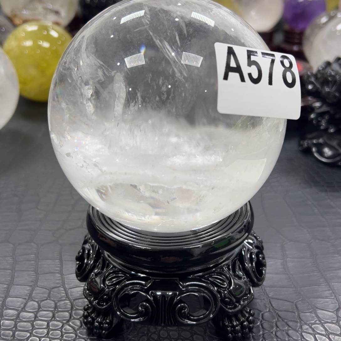 碧***空石材天然白水晶球11.8