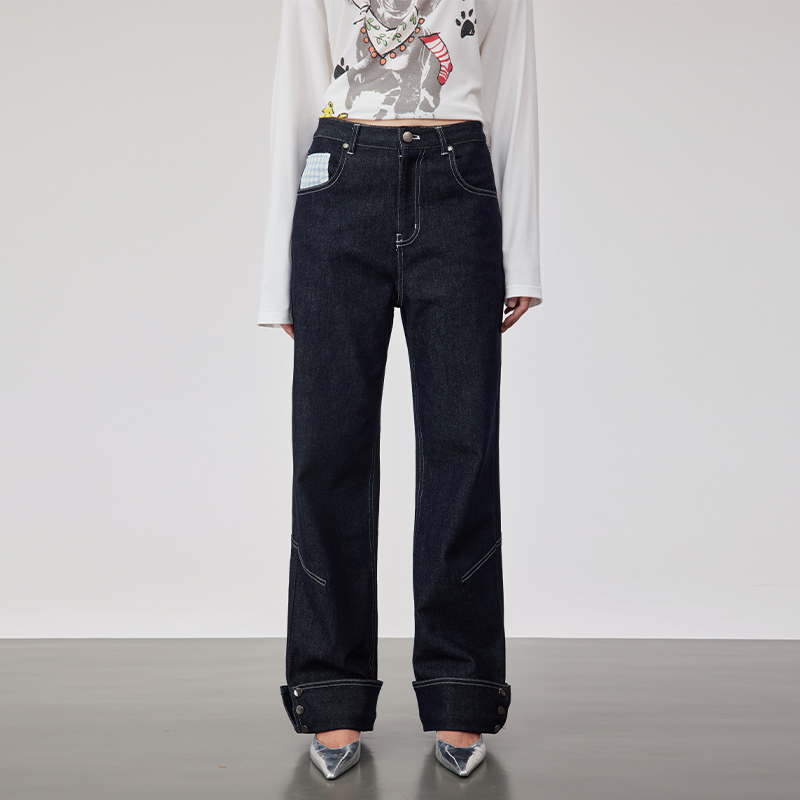 【Ooof! Yang】翻边绣花牛仔裤长裤25春夏MISSAS买手店