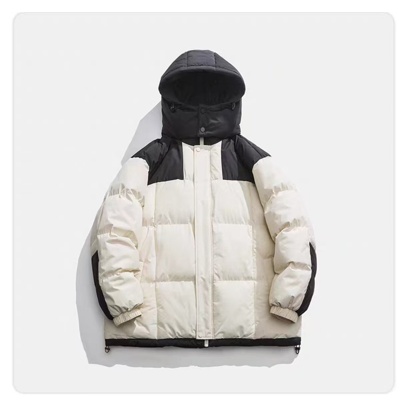 LILI001 棉服9317情侣连帽宽松加厚保暖拼接冬季秋冬时尚潮流外套