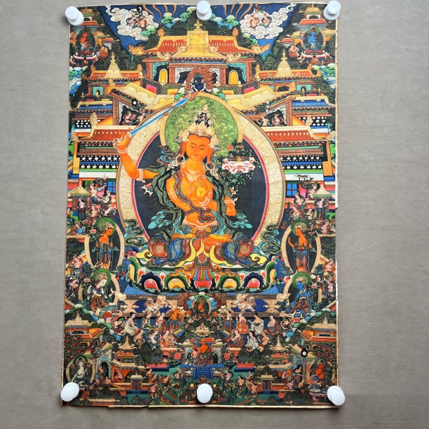 高端精品文殊菩萨绘画类唐卡AA54