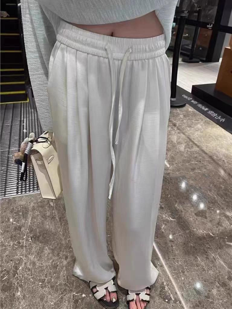 阔腿裤女夏季新款女薄款高腰垂感直筒休闲裤子女冰丝凉凉裤2565#
