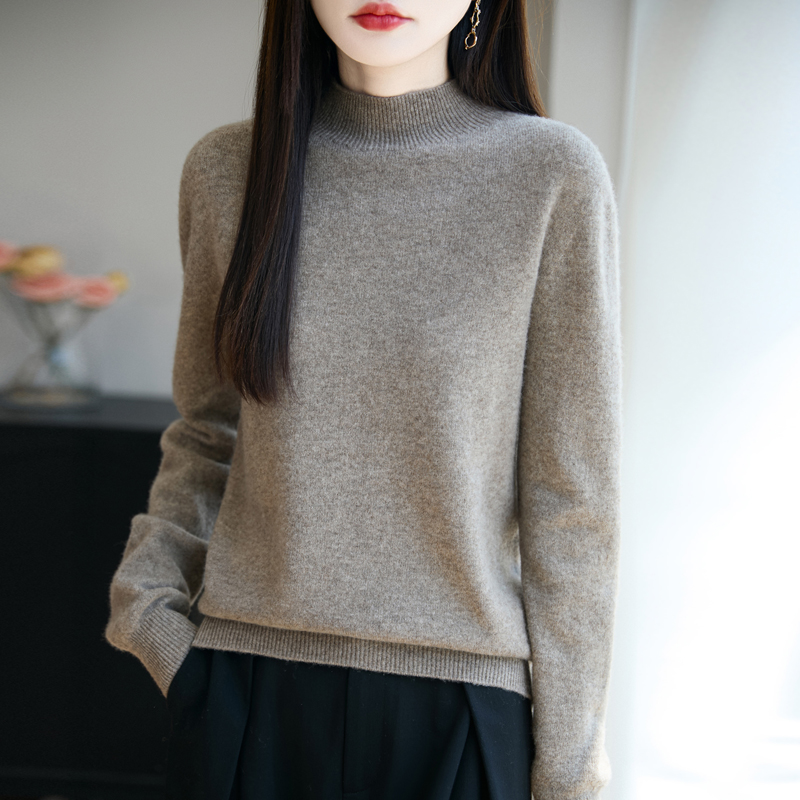 一线成衣女羊绒针织衫法式极简风宽松打底衫长袖百搭纯色上衣
