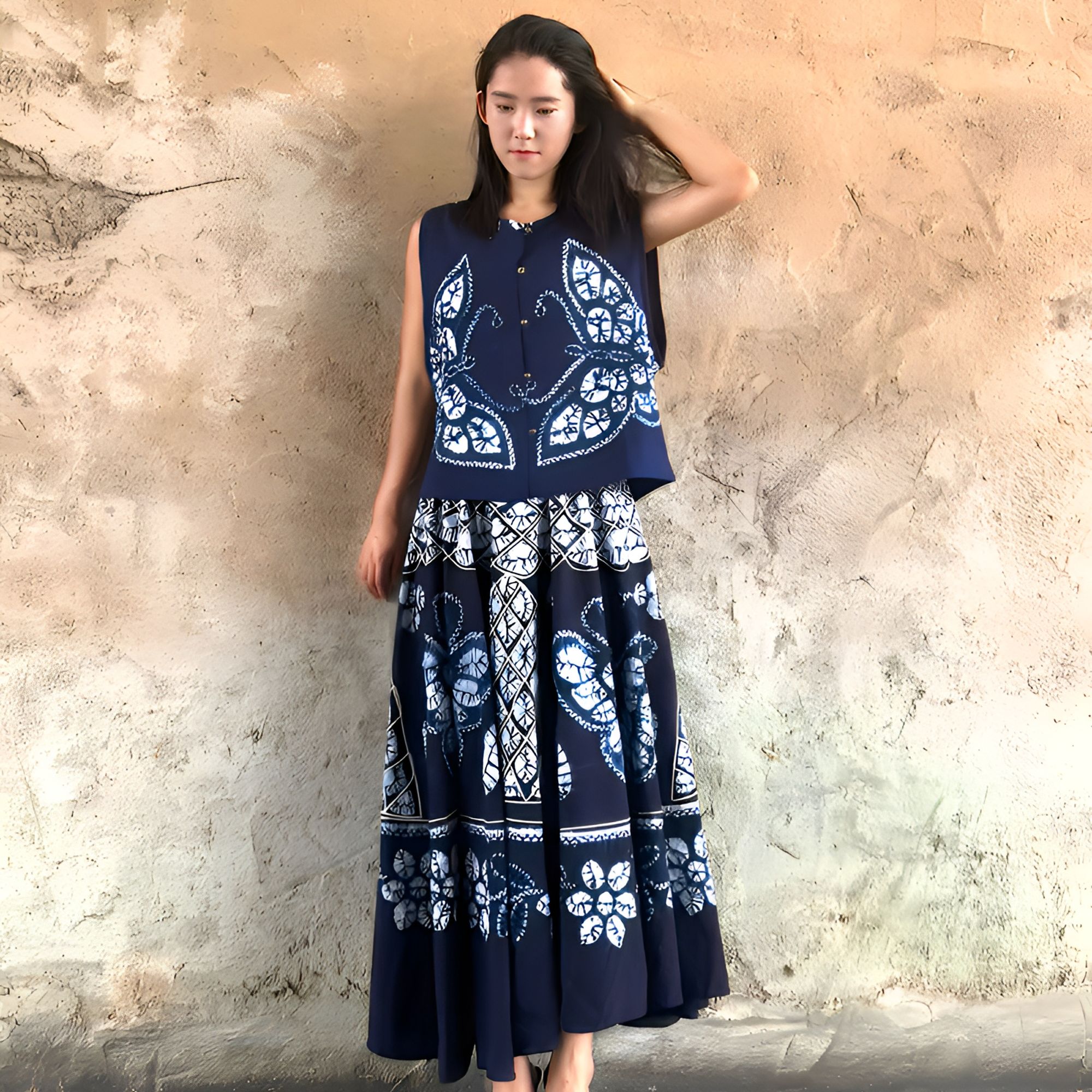 古法扎染大摆裙植物染