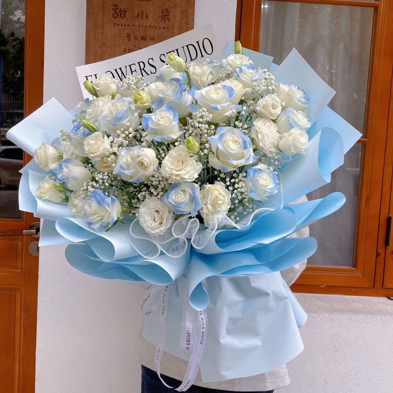 【碎冰蓝玫瑰】云南基地直发家用鲜切插花瓶超长花期真花