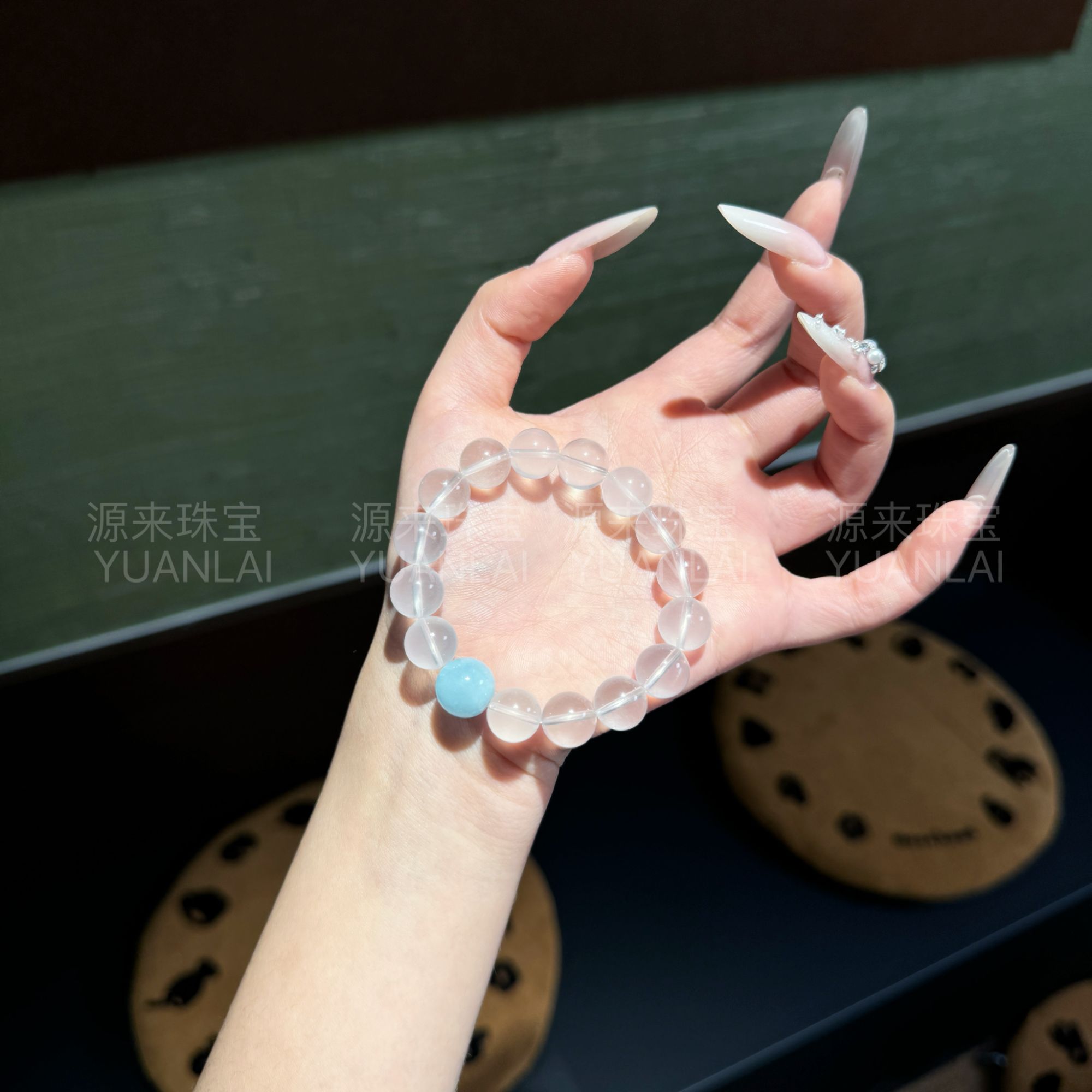 YY07 海蓝宝水晶手串ls同款