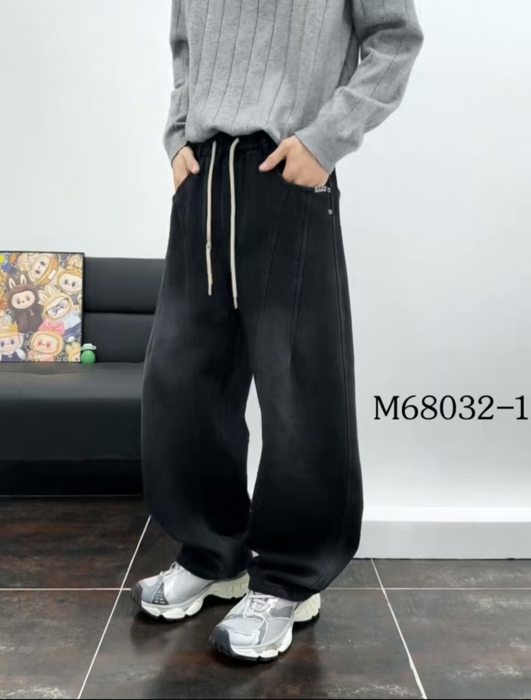 冬季男士加绒加厚休闲直筒牛仔裤68032裤子秋冬休闲裤长裤