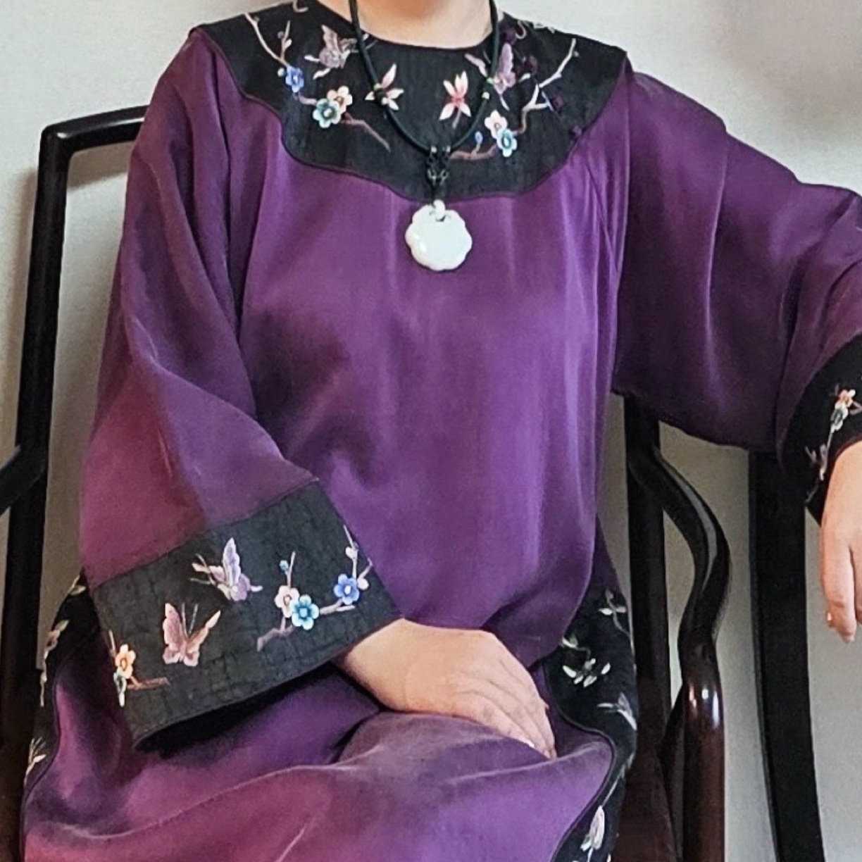 香云纱双层圆领格格服