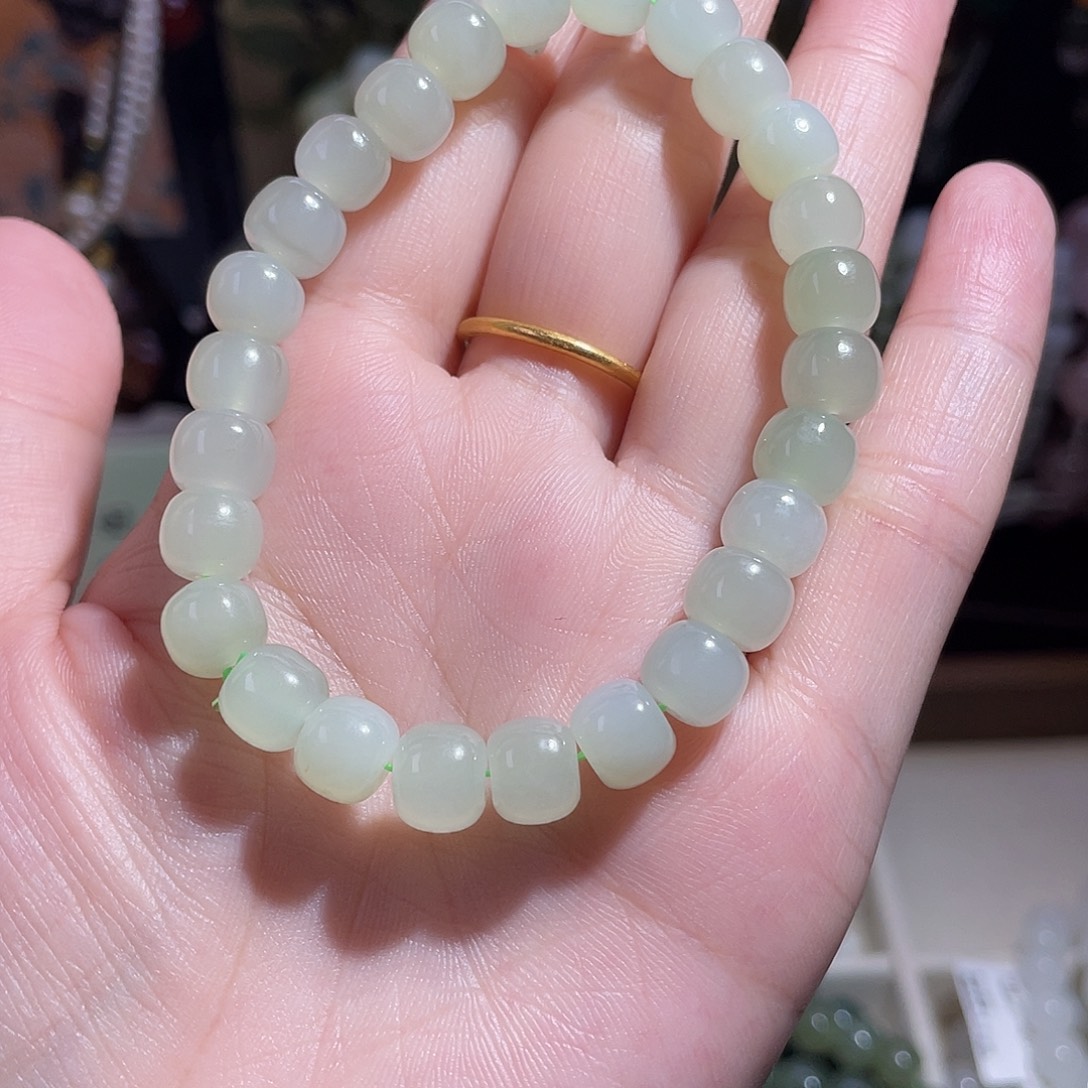 和田玉未镶嵌手串晴水老型珠