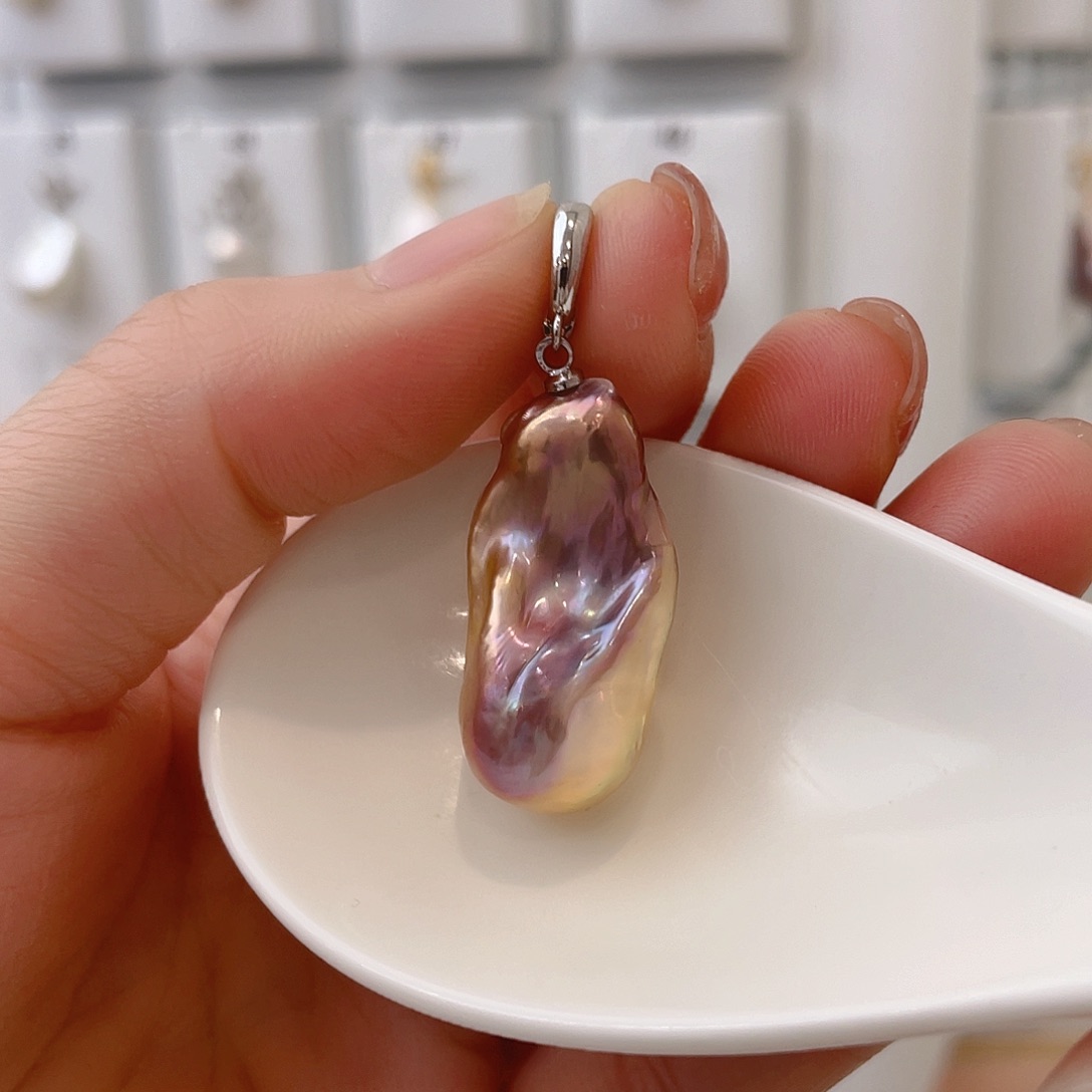 淡水珍珠天然珍珠巴洛克银S925镶嵌