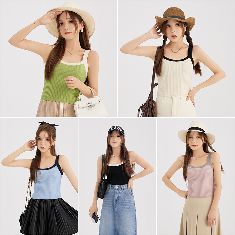 【C】微胖大码针织内搭撞色吊带   7001