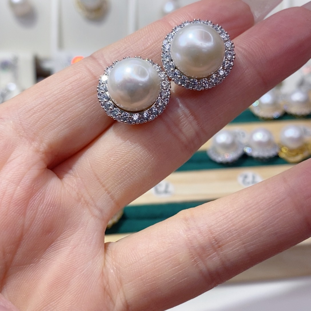 淡水珍珠耳饰合金