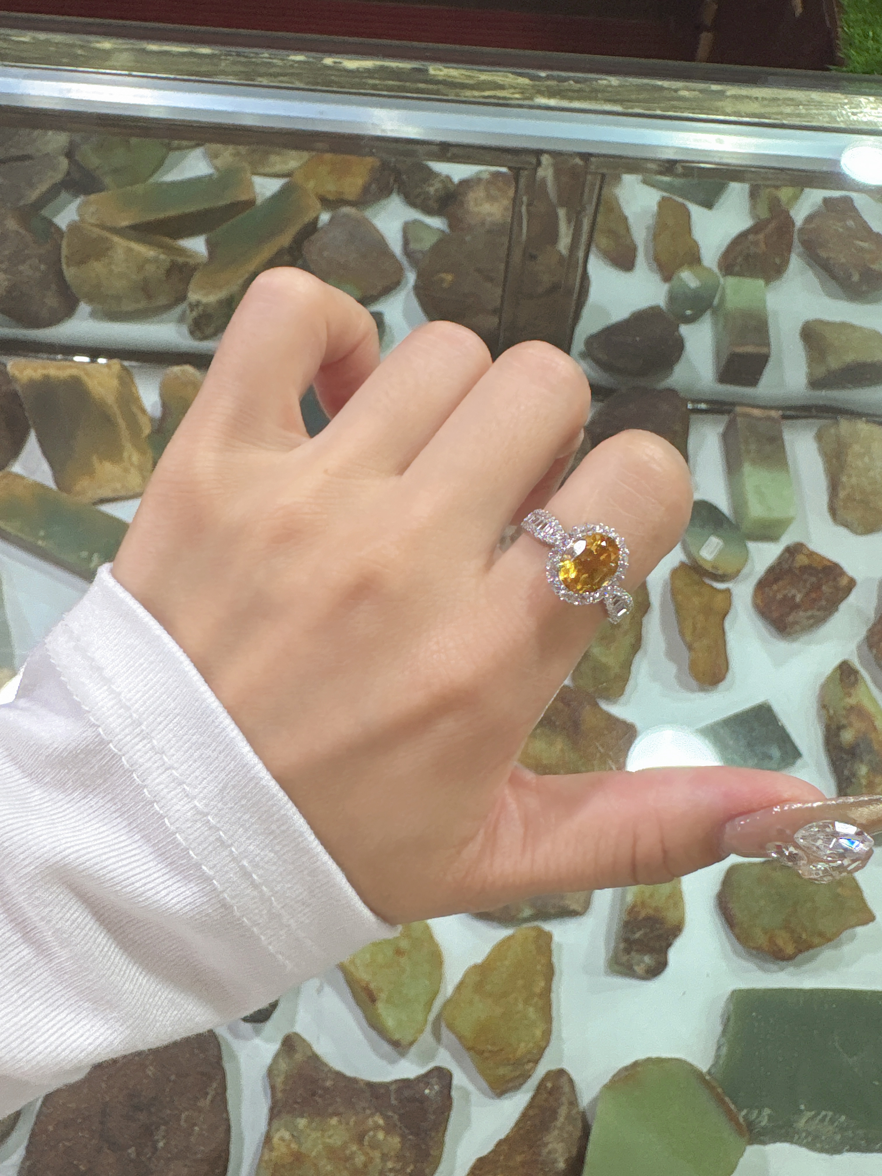 小蛮腰镶嵌天然黄水晶天然银精致切割面活口可调节轻奢百搭