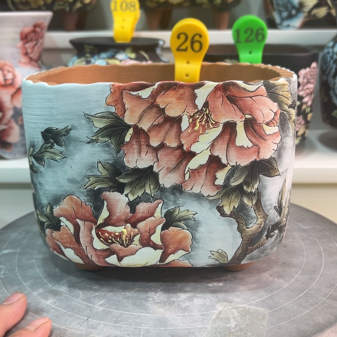 花盆紫砂手绘花盆26