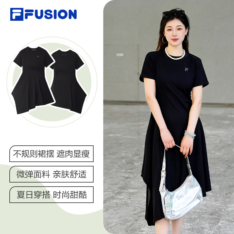 斐乐时尚休闲不规则设计舒适百搭显瘦清凉连衣裙T11W525303