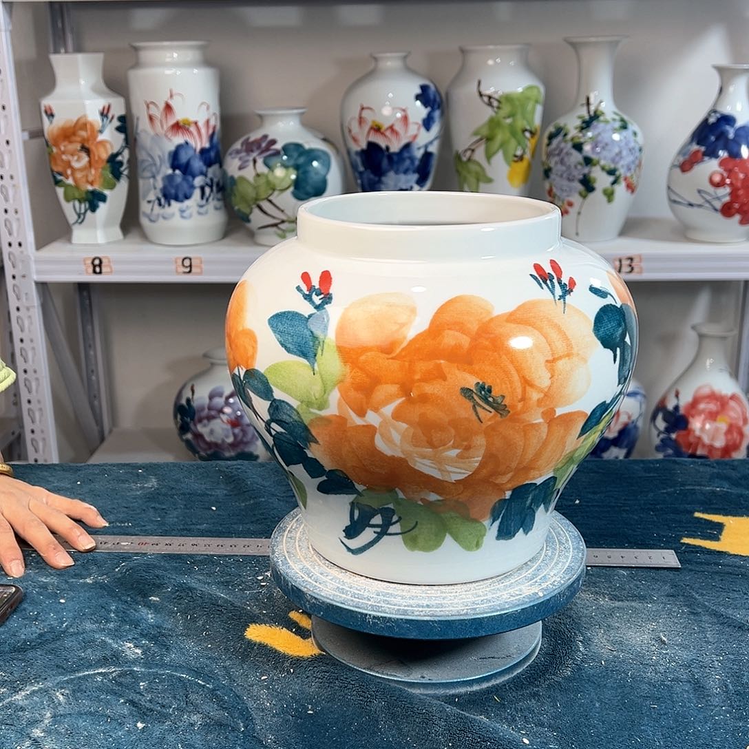 摆件景德镇陶瓷大口黄牡