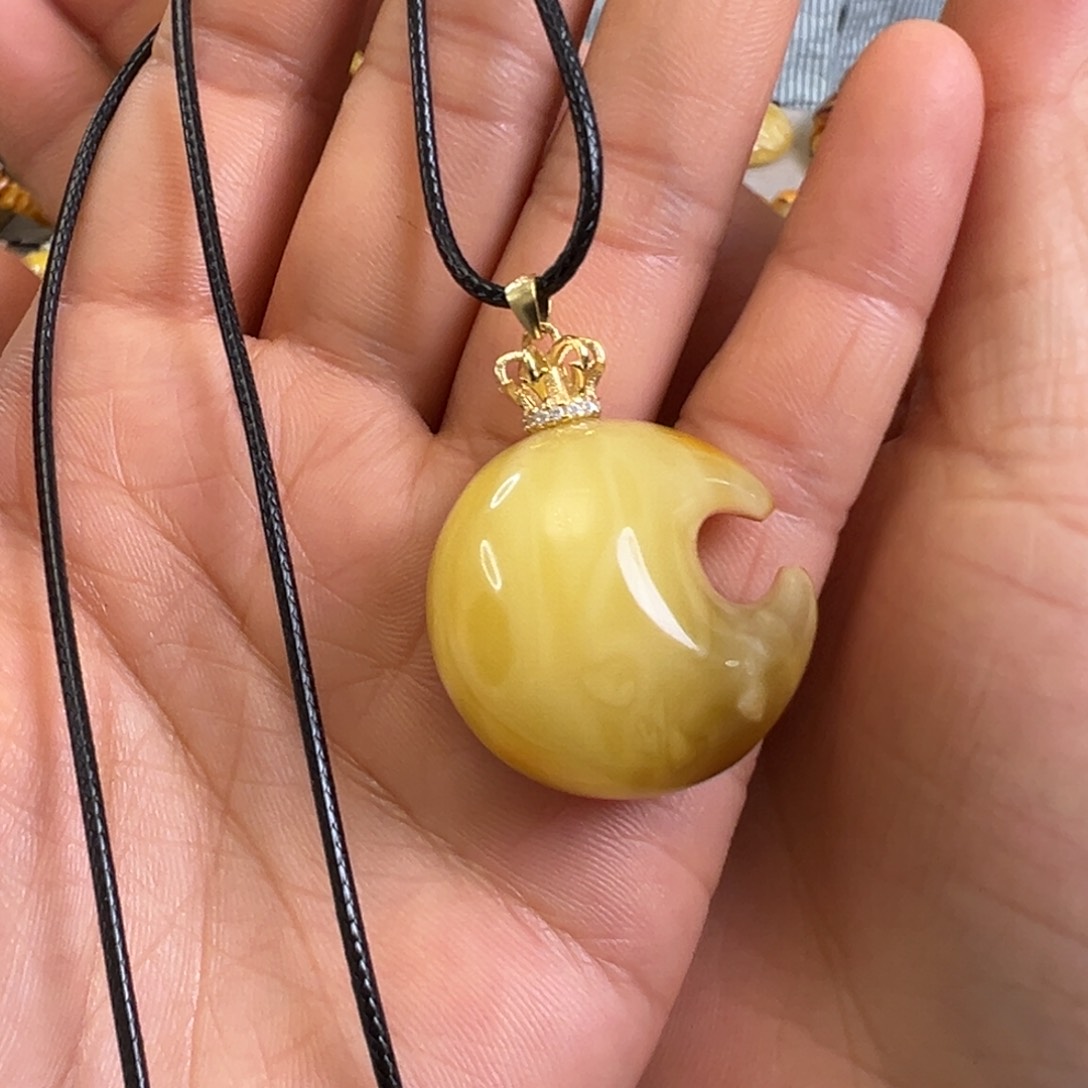 蜜蜡裸石银S925镀金镶嵌蜜蜡