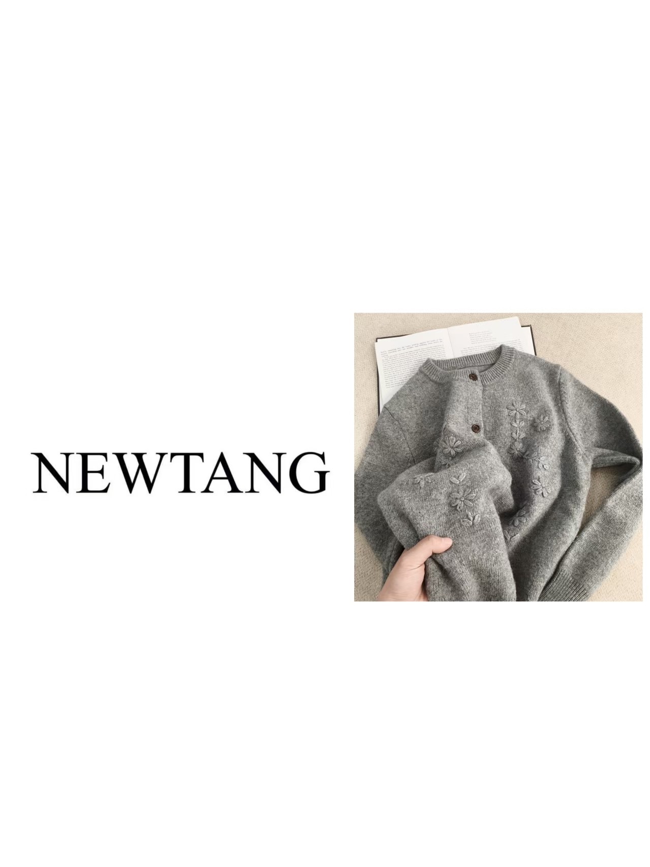 【手工花朵】180高级感刺绣花圆领时尚开衫百搭毛衣外套