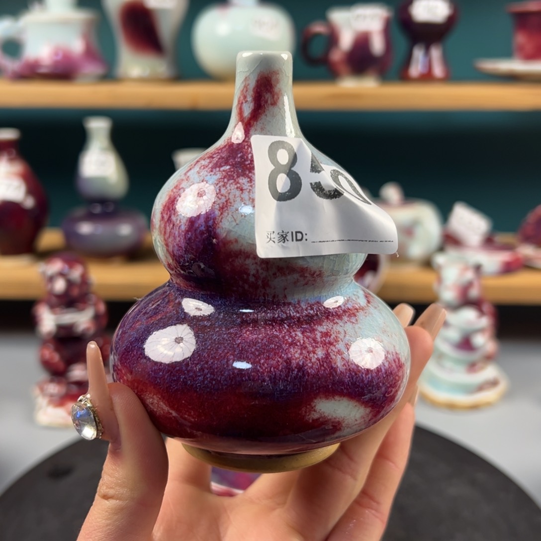 瓷片微瑕宝葫芦玉石釉纯手工