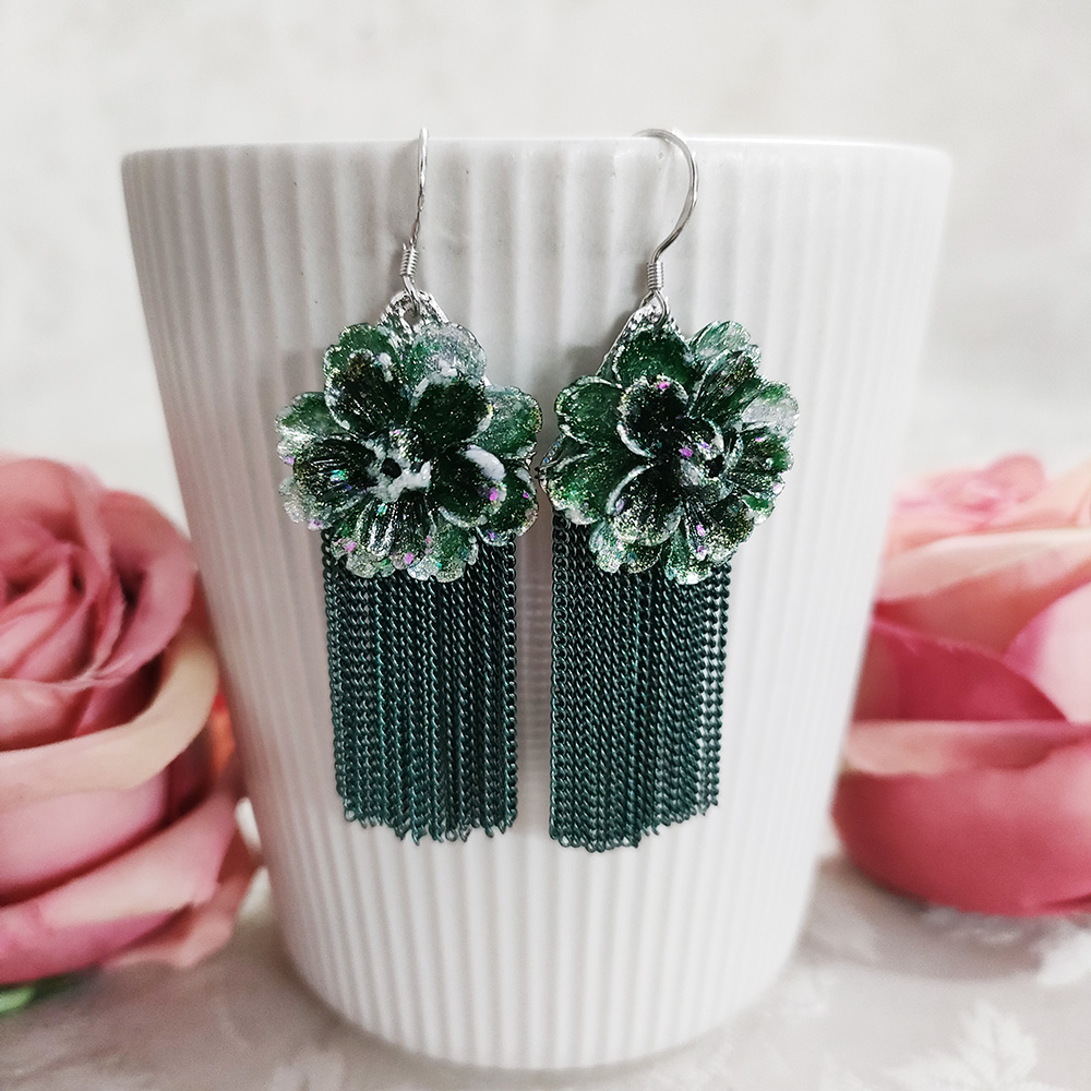 铜合金耳饰 民族风手工气质花卉流苏耳环3080