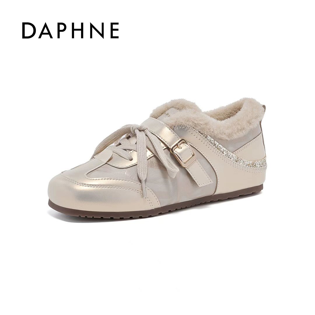 【新品甄选】达芙妮保暖休闲鞋加绒毛毛鞋冬季轻便百塔德训鞋女M