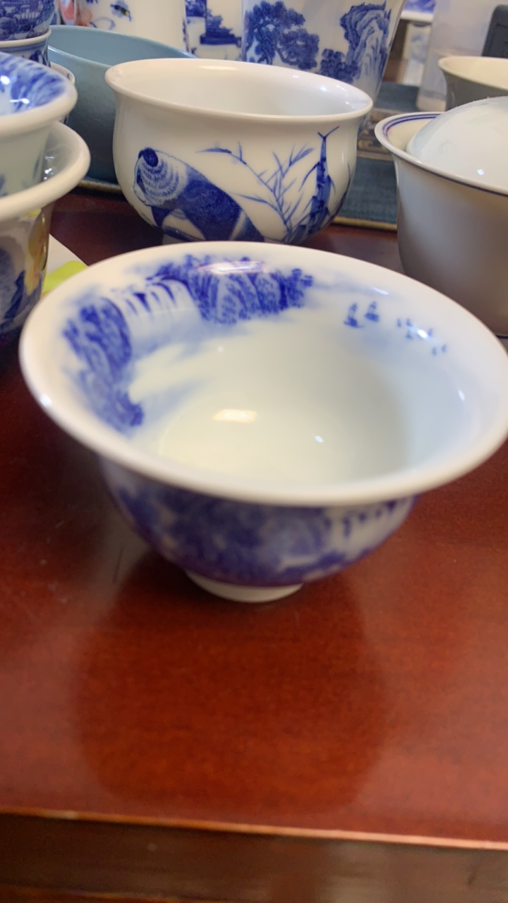 手工清鱼藻高足杯陶瓷茶具景德镇手绘主人杯