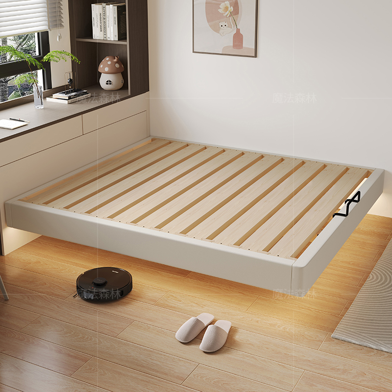 可定制软包实木床架无床头排骨架床榻榻米悬浮床卧室省空间齐边床