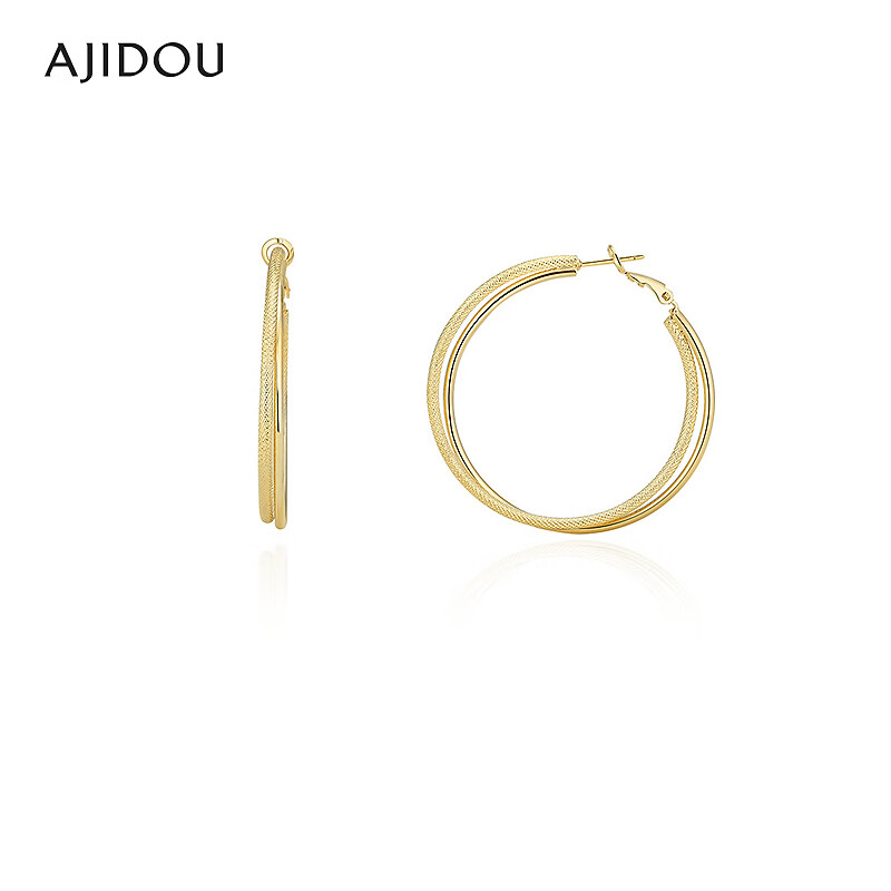 铜合金耳饰 AJIDOU阿吉豆耳饰女款金色双股大耳圈【XH】