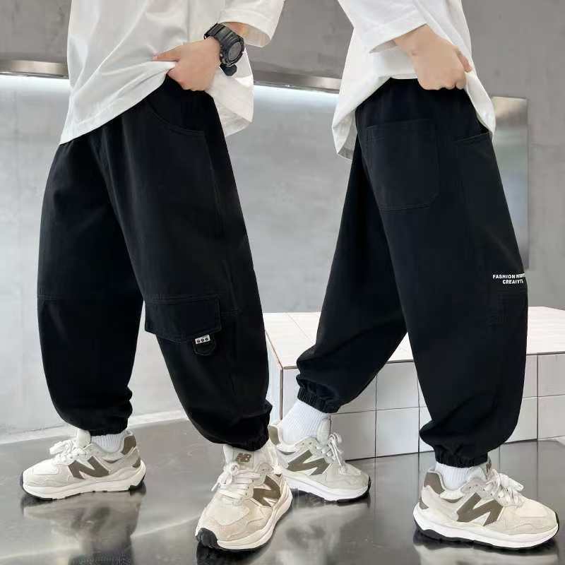 F01213男童秋冬加绒加厚工装裤裤2025冬季新款棉布工装风长裤百搭