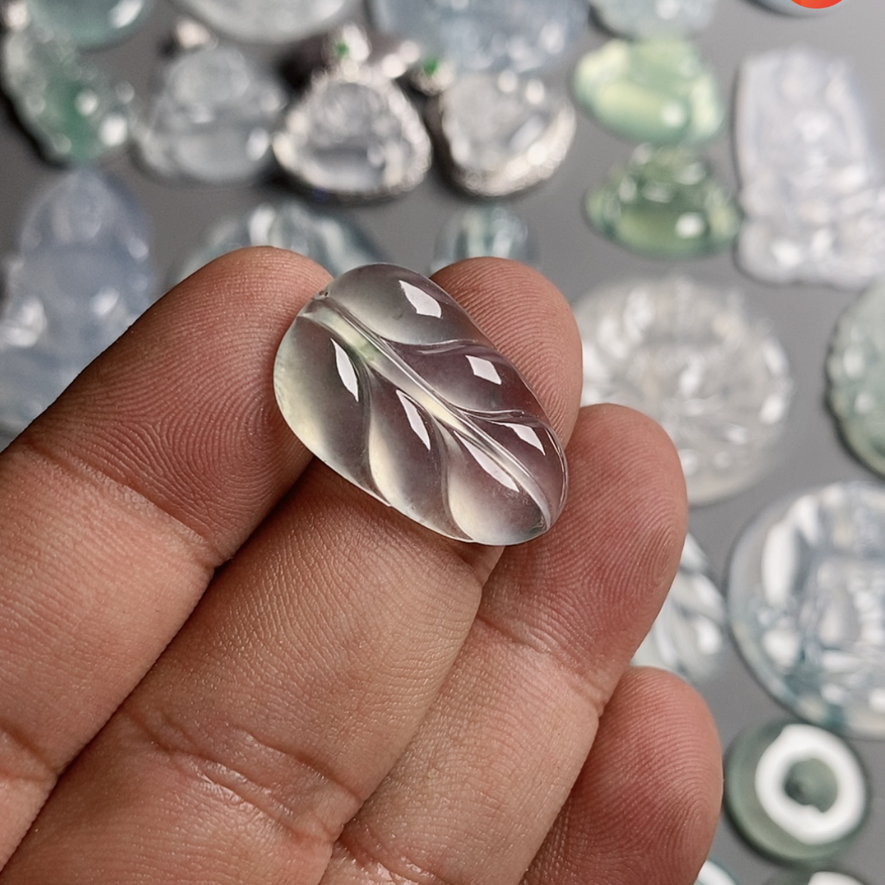 缅甸天然A货翡翠高冰种叶子大业有成 尺寸27*17.5*4.5