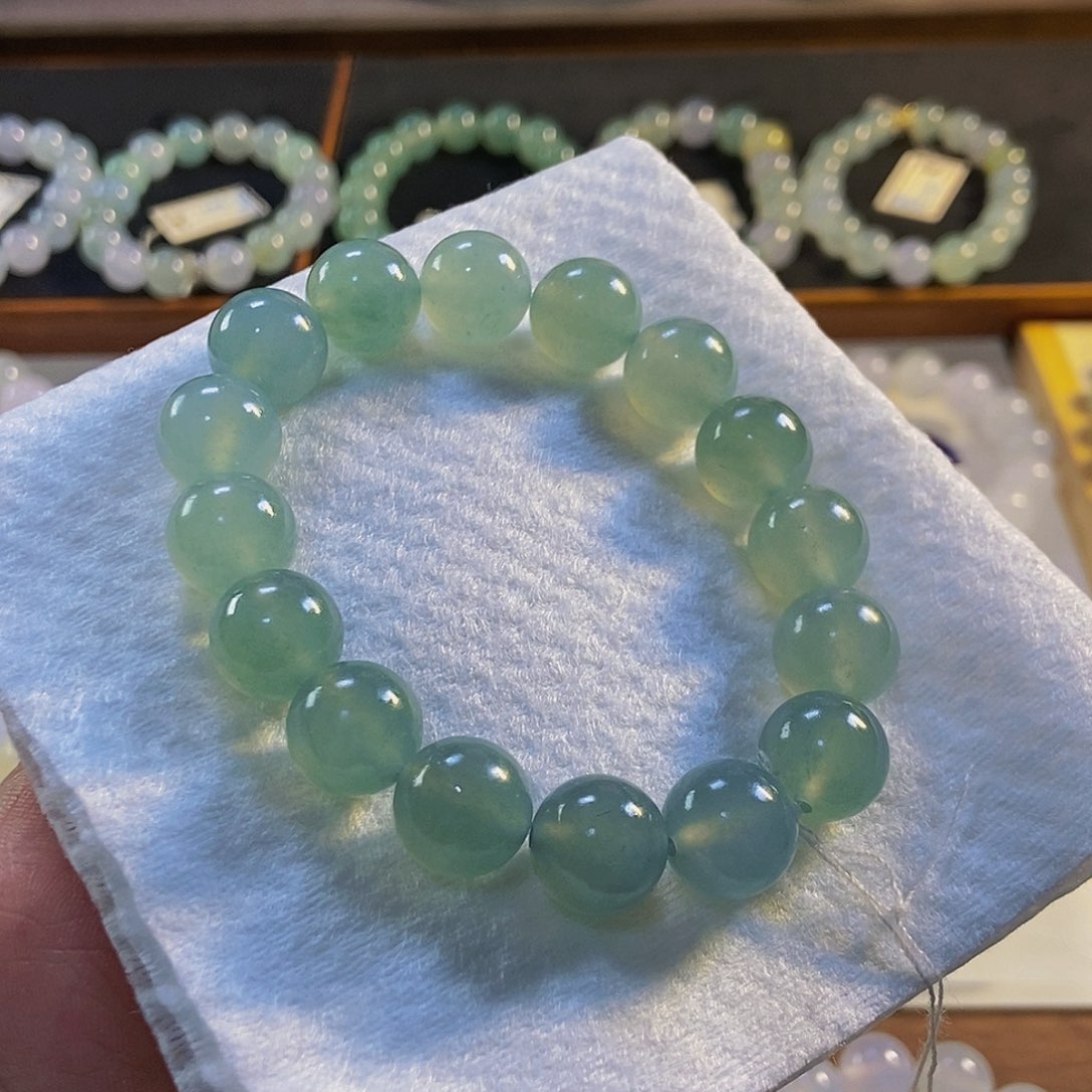 定制翡翠未镶嵌翡翠手串卡12+