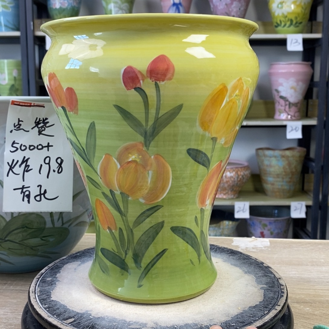 景德镇手工手绘陶瓷花盆