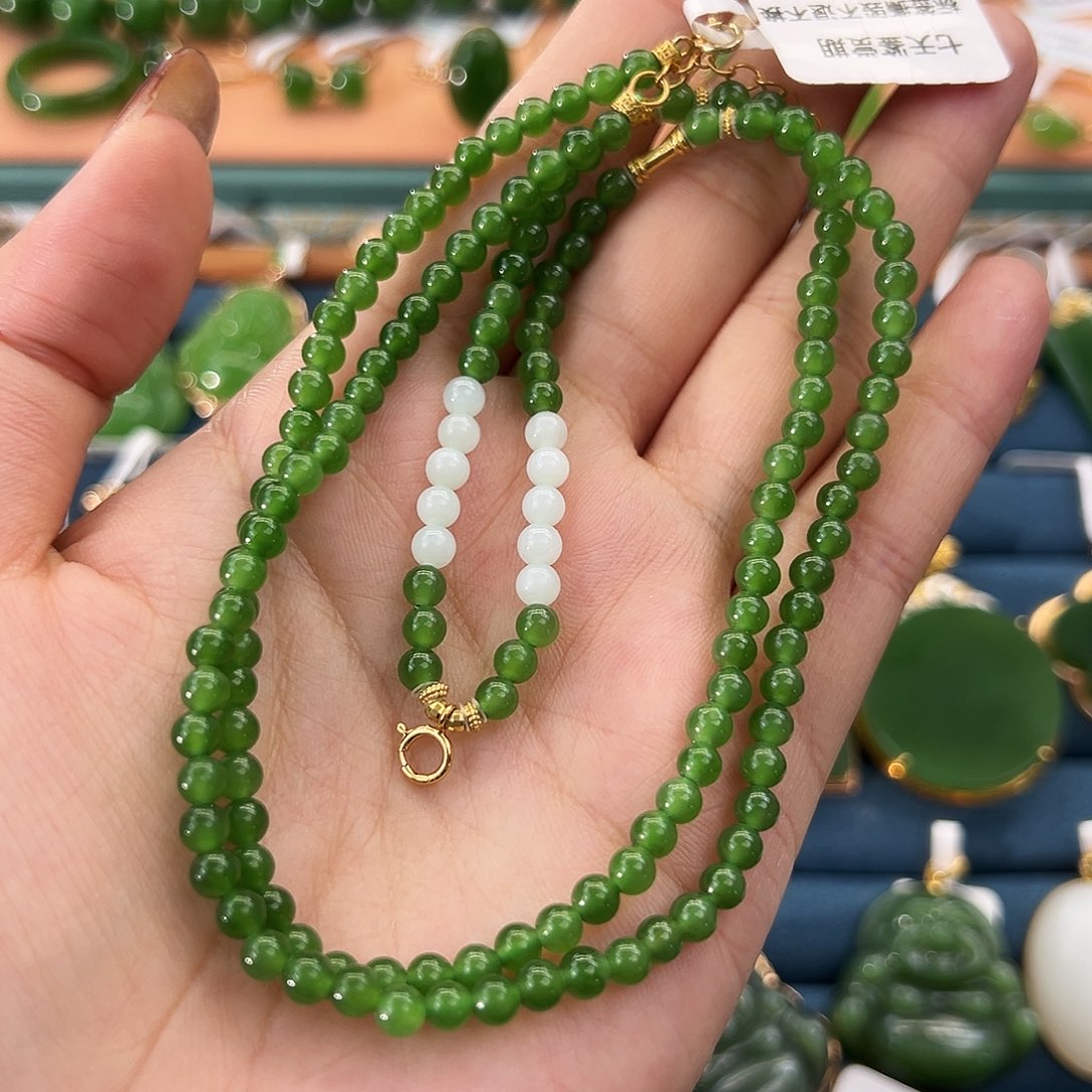 和田玉（碧玉）未镶嵌项链万能链4mm 