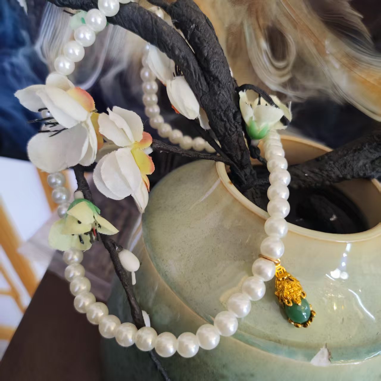 合金项链 942珠白色个性项链时尚宴会超闪项饰轻奢女明星配饰女