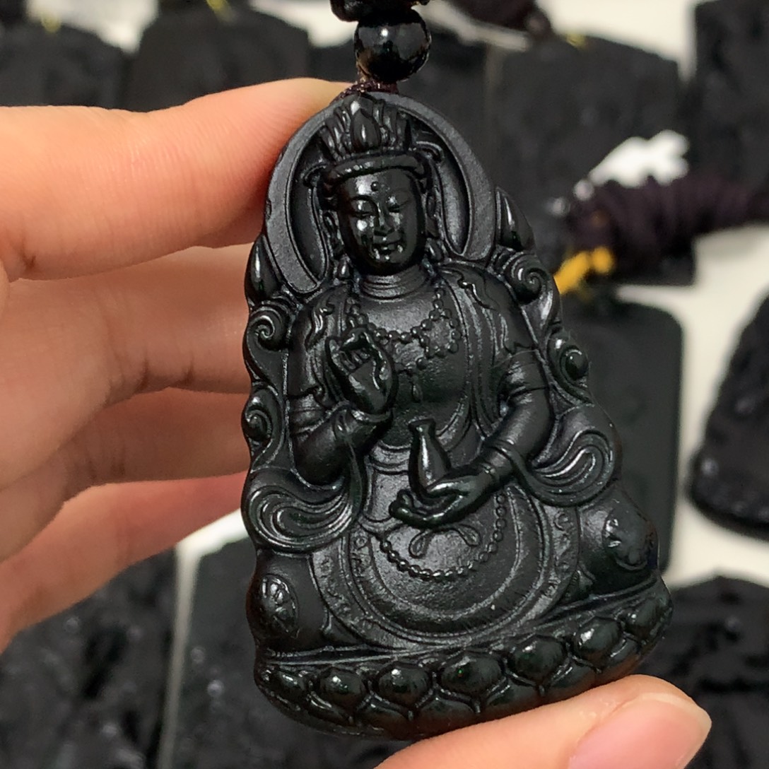 天然缅甸a货钢琴黑挂件