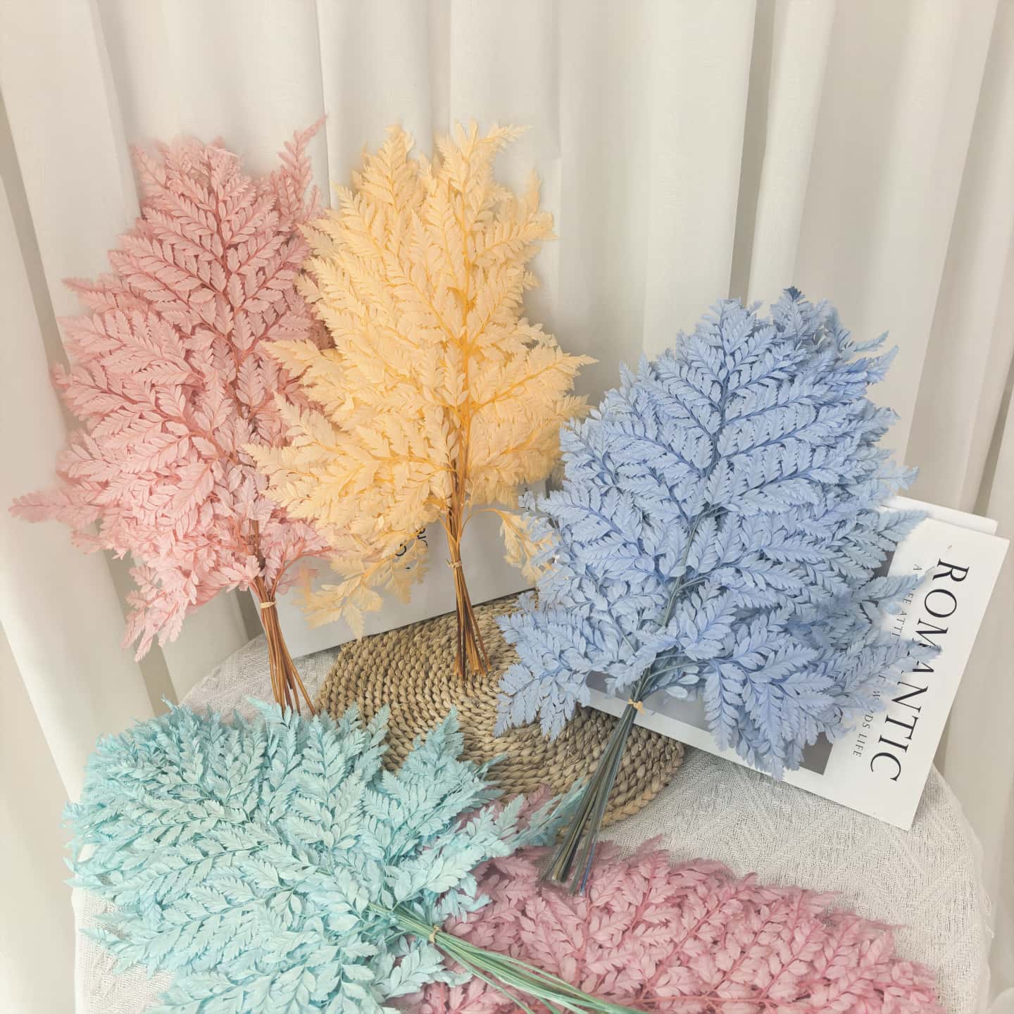 永生花高山羊齿干花手工花束DIY材料婚庆装饰软装材料