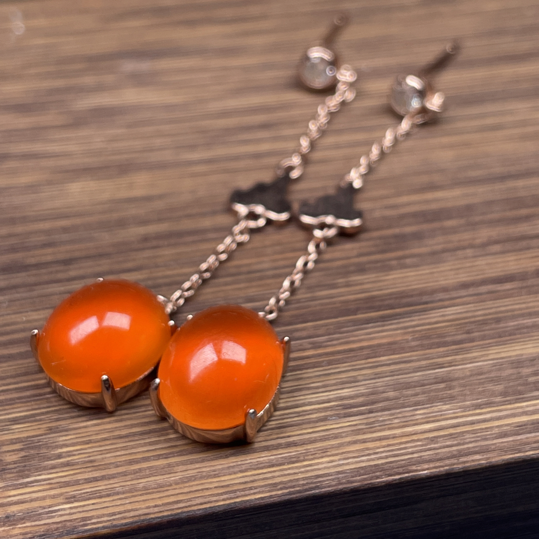 原矿保山冰红耳饰